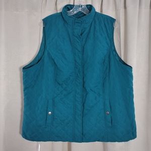 CJ Banks Quilted Vest Teal Green size 2X